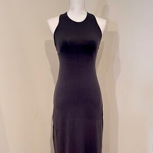 1990s Susana Monaco Black Maxi Halter Dress